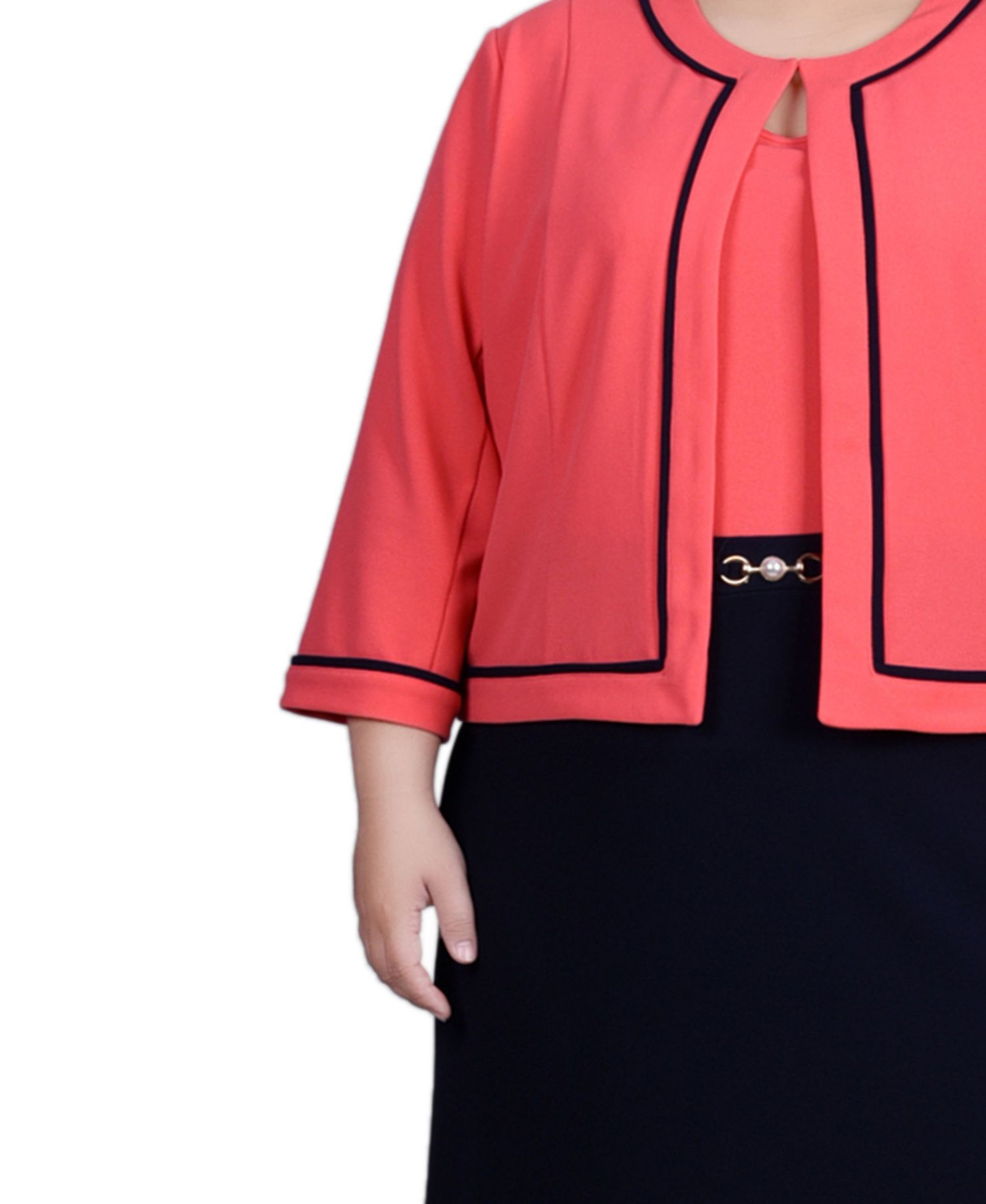 Plus Size 3/4 Sleeve Dress, 2 Piece Set