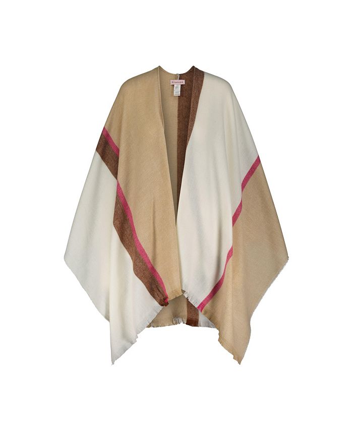 Rampage Women's Striped Woven Ruana Open Front Shawls Stylish Wrap Cape Macy's