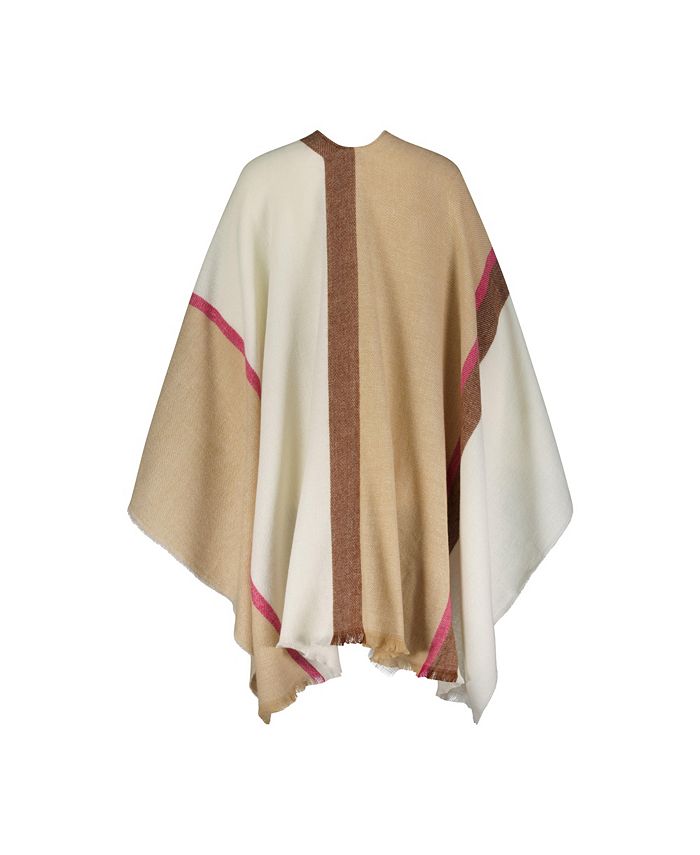Rampage Women's Striped Woven Ruana Open Front Shawls Stylish Wrap
