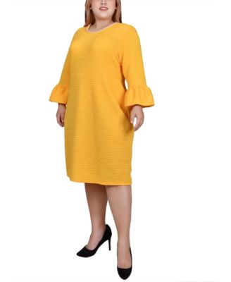 Plus Size 3/4 Length Imitation-Pearl Detail Dress
