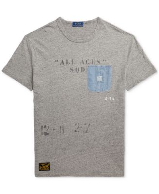 폴로 랄프로렌 Polo Ralph Lauren Mens Classic-Fit Denim-Pocket Jersey T-Shirt