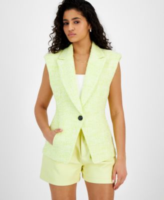 Avec Les Filles - Women's Tweed Sleeveless Blazer
