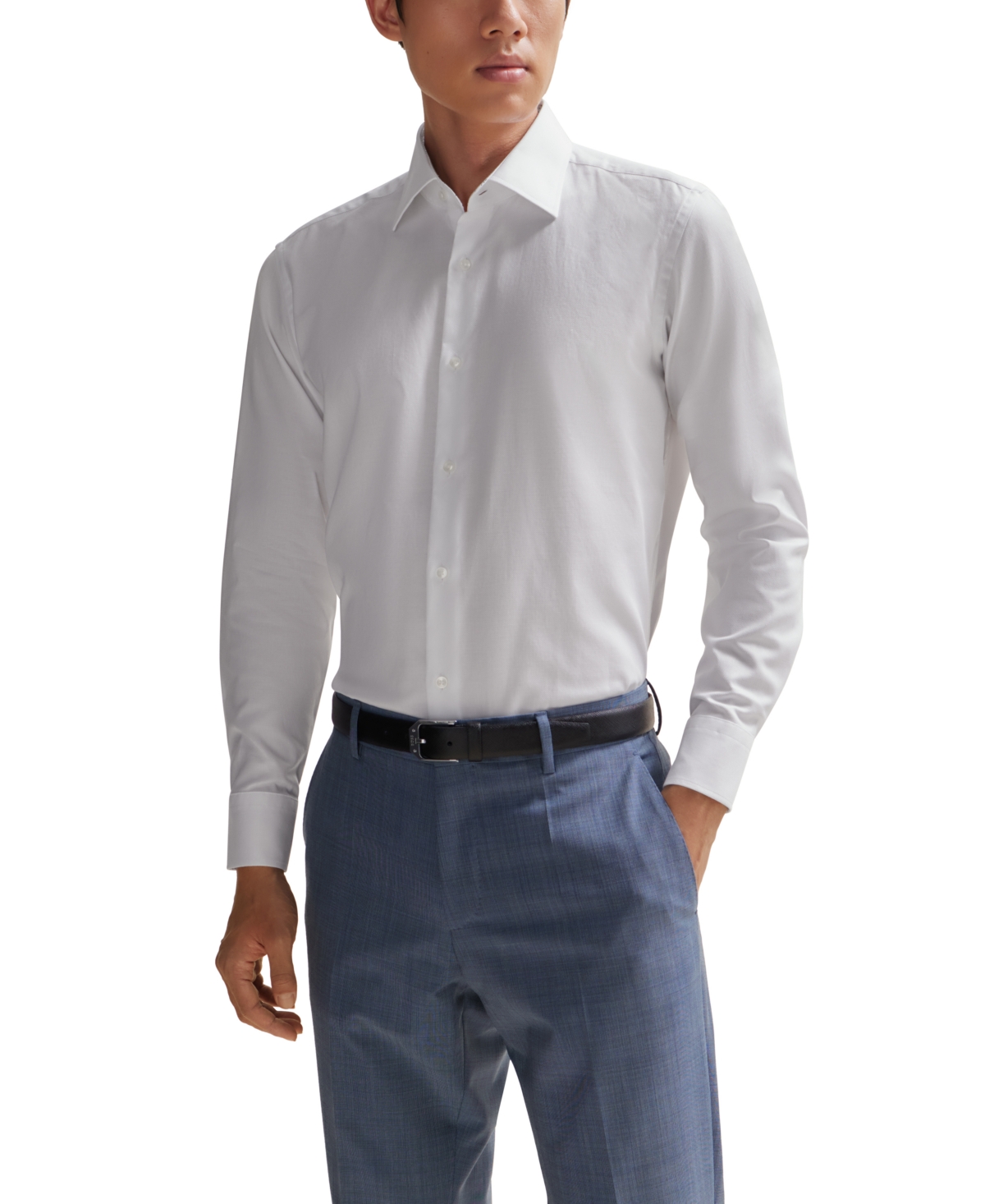 Boss by Hugo Boss Men's Oxford Stretch Cotton Regular-Fit Dress Shirt - White