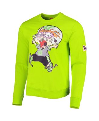 Men's and Women's Neon Green Rugrats Chuckie Runaway Football Pullover Sweatshirt