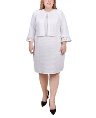 Plus Size Novelty Knit and Lace Dress, 2 Piece Set