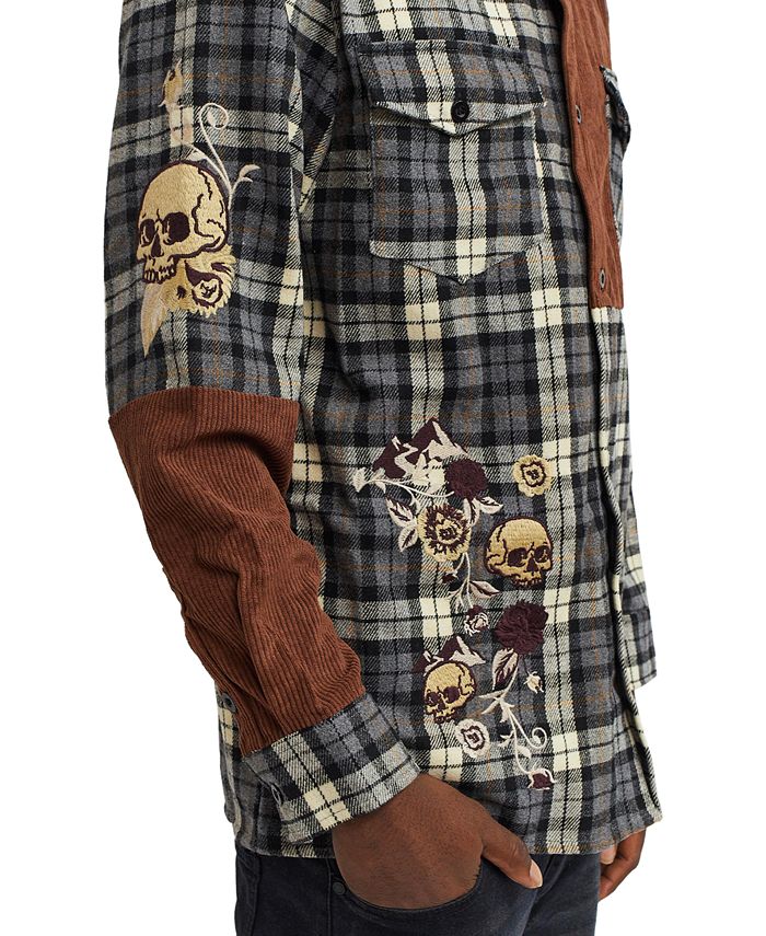 Reason Men's Skulls Embroidered Long Sleeves Overshirt Macy's