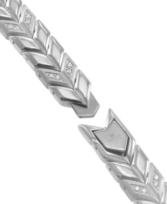 Men's Cubic Zirconia Chevron Link Bracelet in Stainless Steel