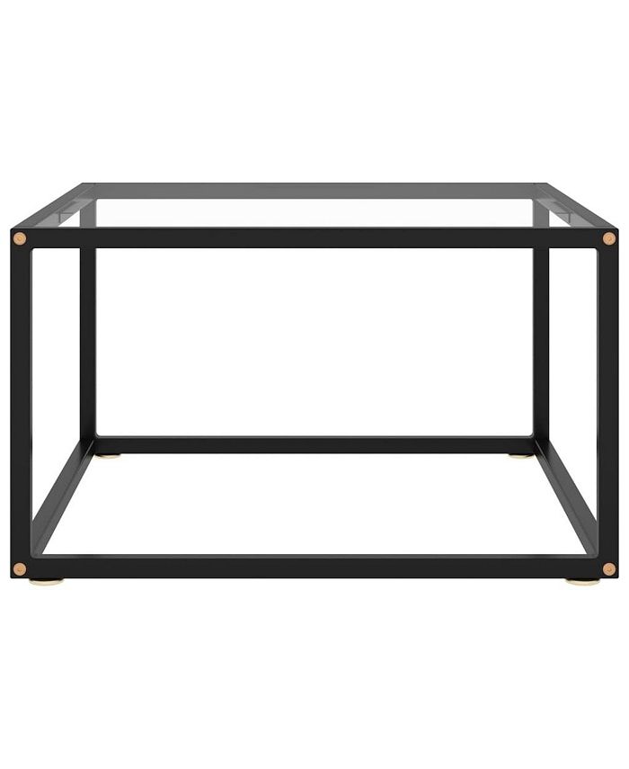vidaXL Coffee Table Black with Tempered Glass 23.6"x23.6"x13.8" Macy's