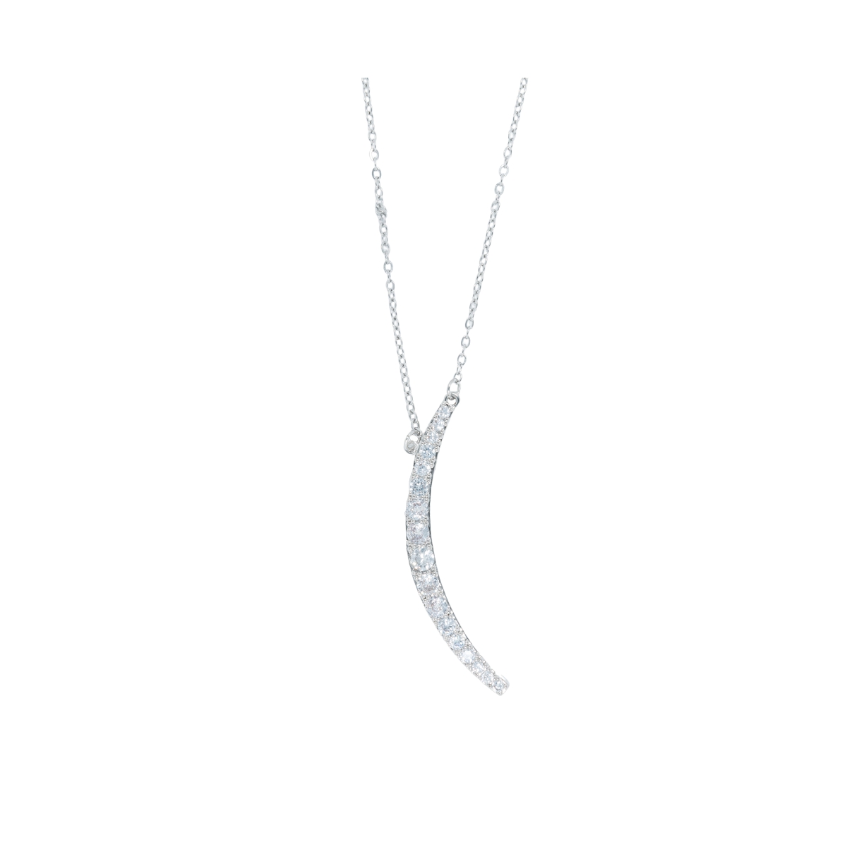316L Over The Moon Crystal Crescent Necklace - Silver