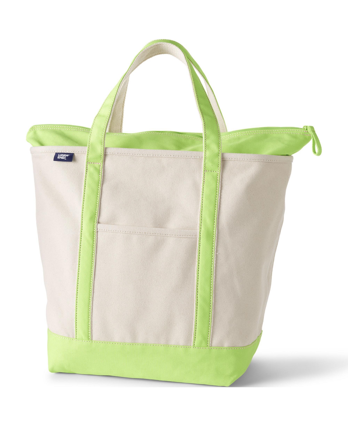 Large Natural 5 Pocket Zip Top Canvas Tote Bag - Natural/rich camel
