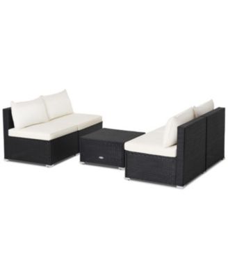 5 Pieces Outdoor Patio Furniture Set with Cushions and Coffee Table