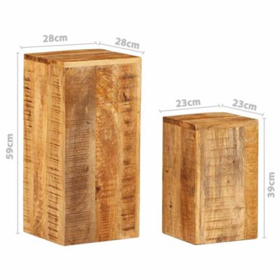 Plant Stand Set of 2 Natural Mango Wood Solid Mango Wood