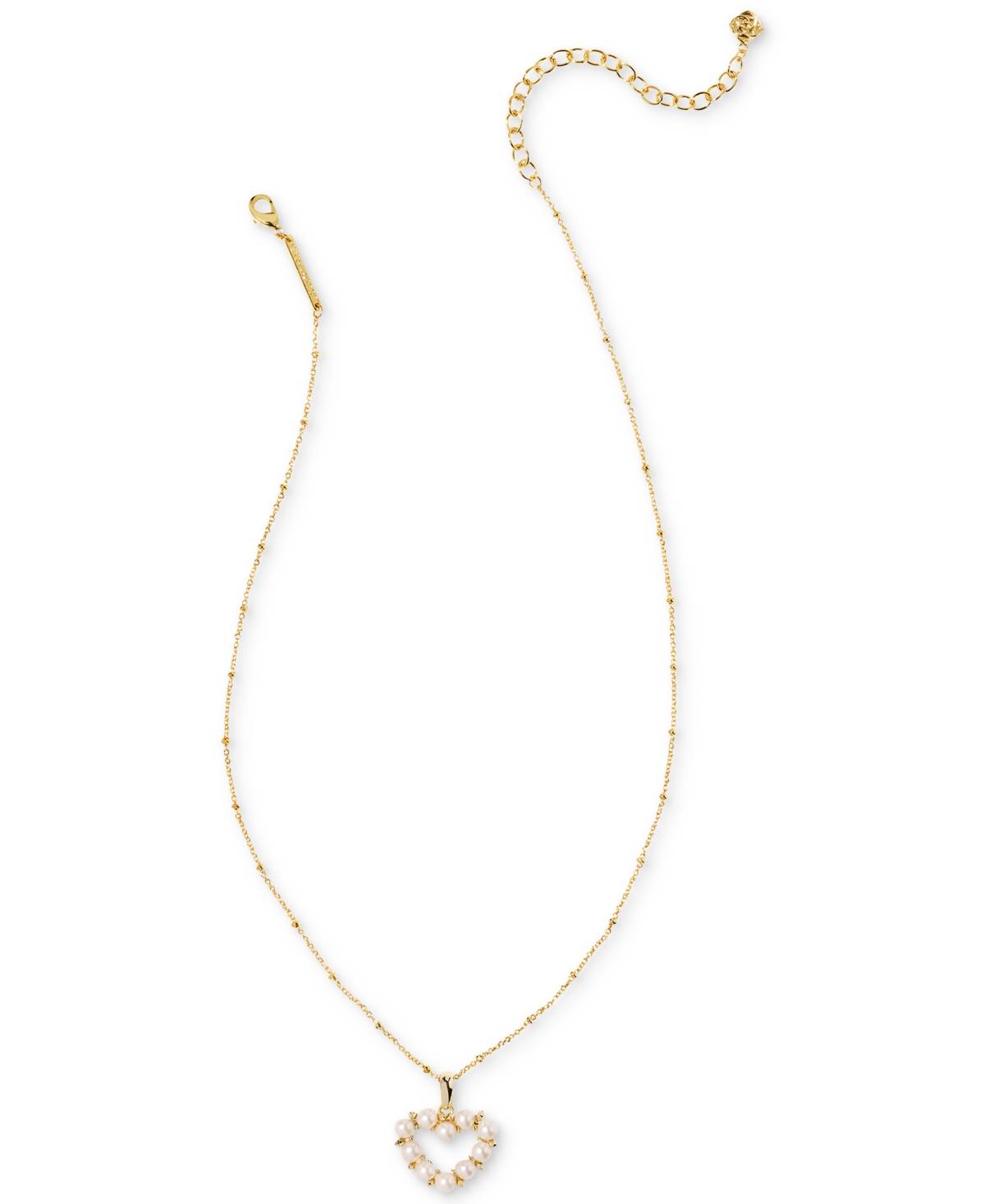 Shop Kendra Scott Gold-tone Ashton Heart Short Pendant Necklace, 16" + 3" Extender In White Pearl