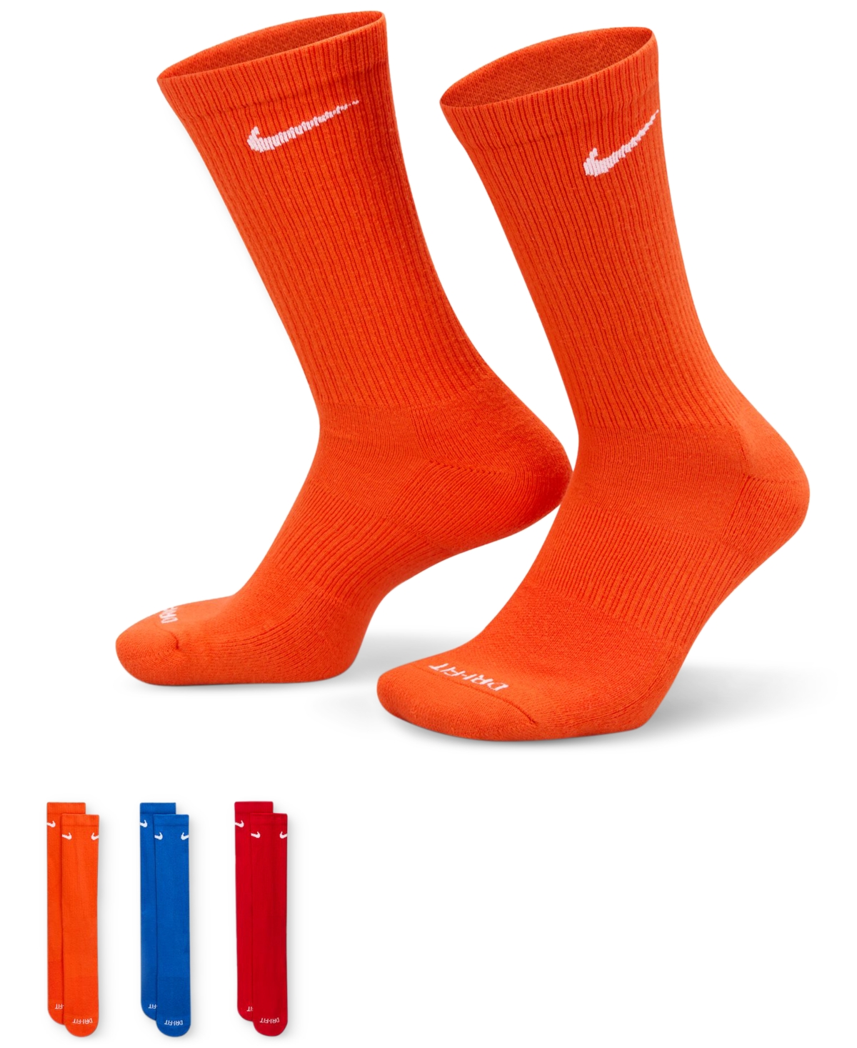 Shop Nike Everyday Plus Cushioned Training Crew Socks 3 Pairs In Multicolor Color,red