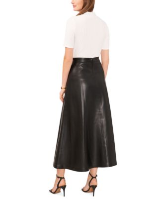 Women's Faux-Leather Seamed Maxi Skirt