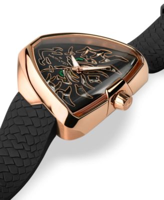 Men's Swiss Automatic Ventura Elvis80 Dragon Black Rubber Strap Watch 43x45mm