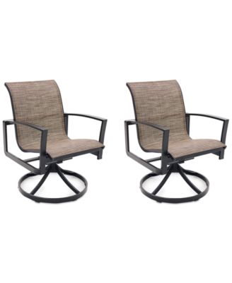 Wythburn Mix and Match Sleek Sling Outdoor Swivel Chairs, Set of 2