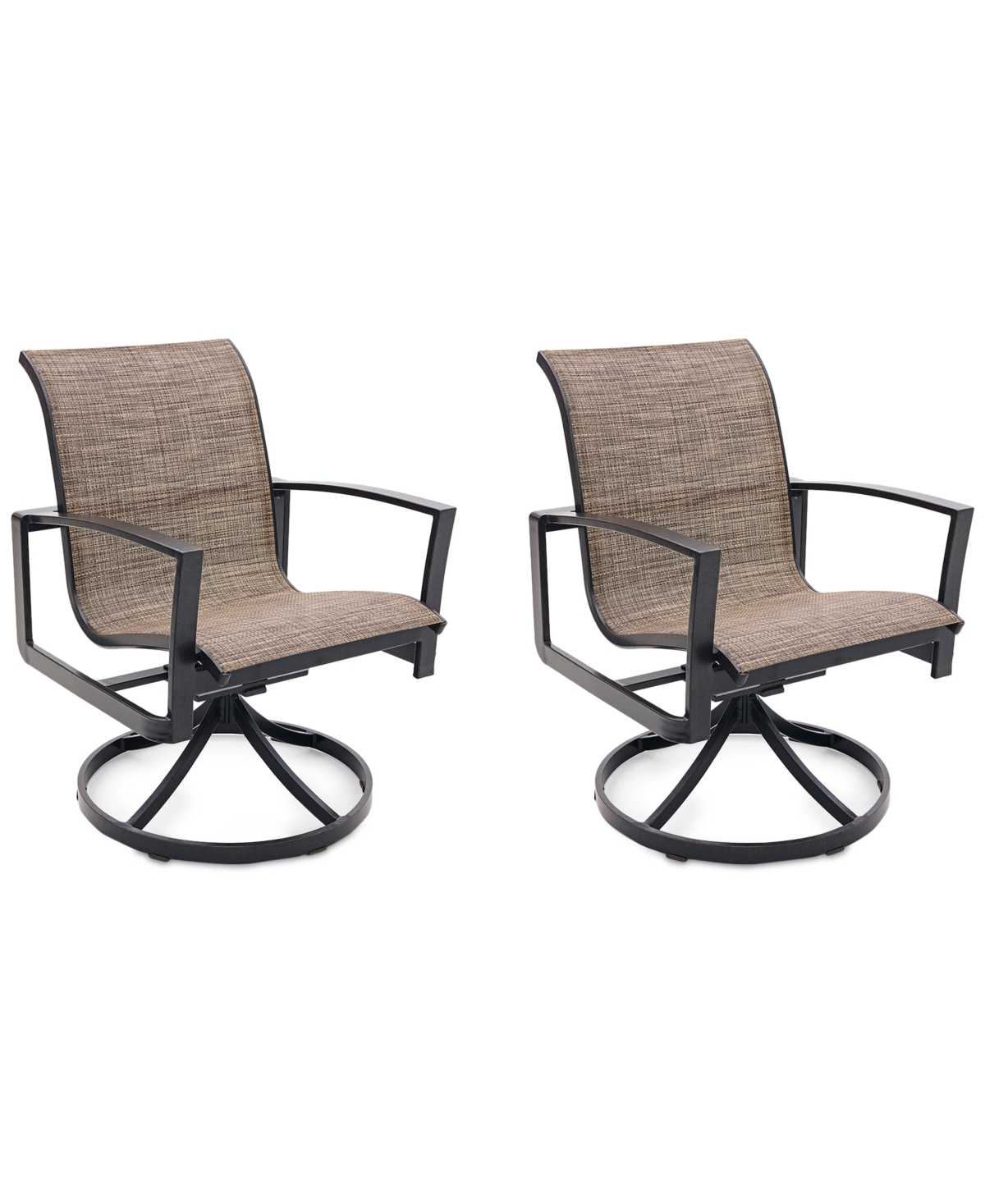 Wythburn Mix and Match Sleek Sling Outdoor Swivel Chairs, Set of 2 -Bronze Finish