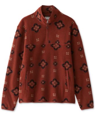 Frank And Oak Men's Relaxed Fit Half-Zip Long Sleeve Geo Pattern Sweatshirt