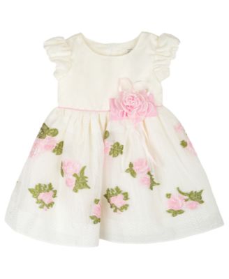 Rare Editions Baby Girls Short Sleeves Embroidered Social Dress Macy s