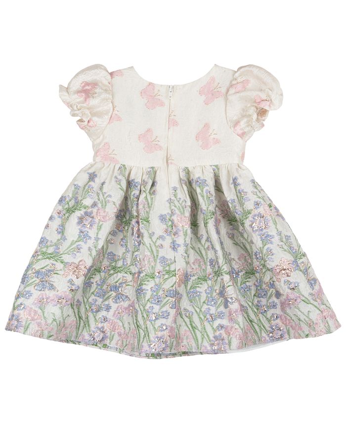 Rare Editions Baby Girls Short Sleeves Floral and Butterfly Brocade ...