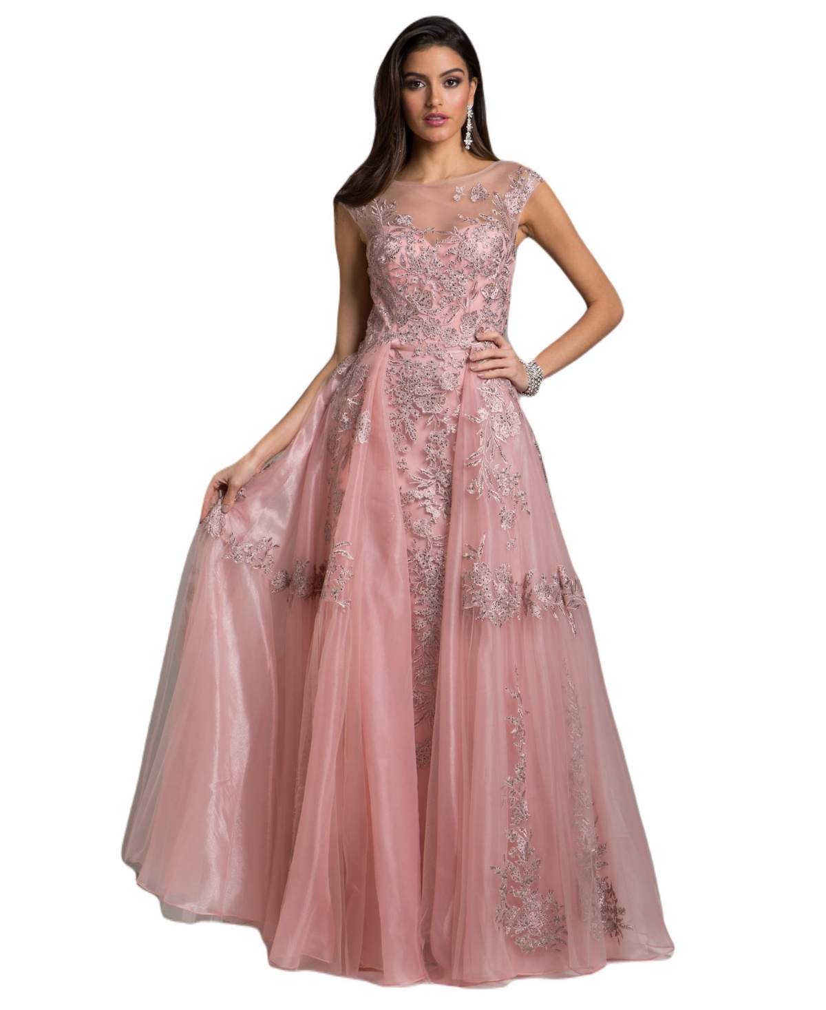Women's Organza Ball gown With Overskirt - Mauve