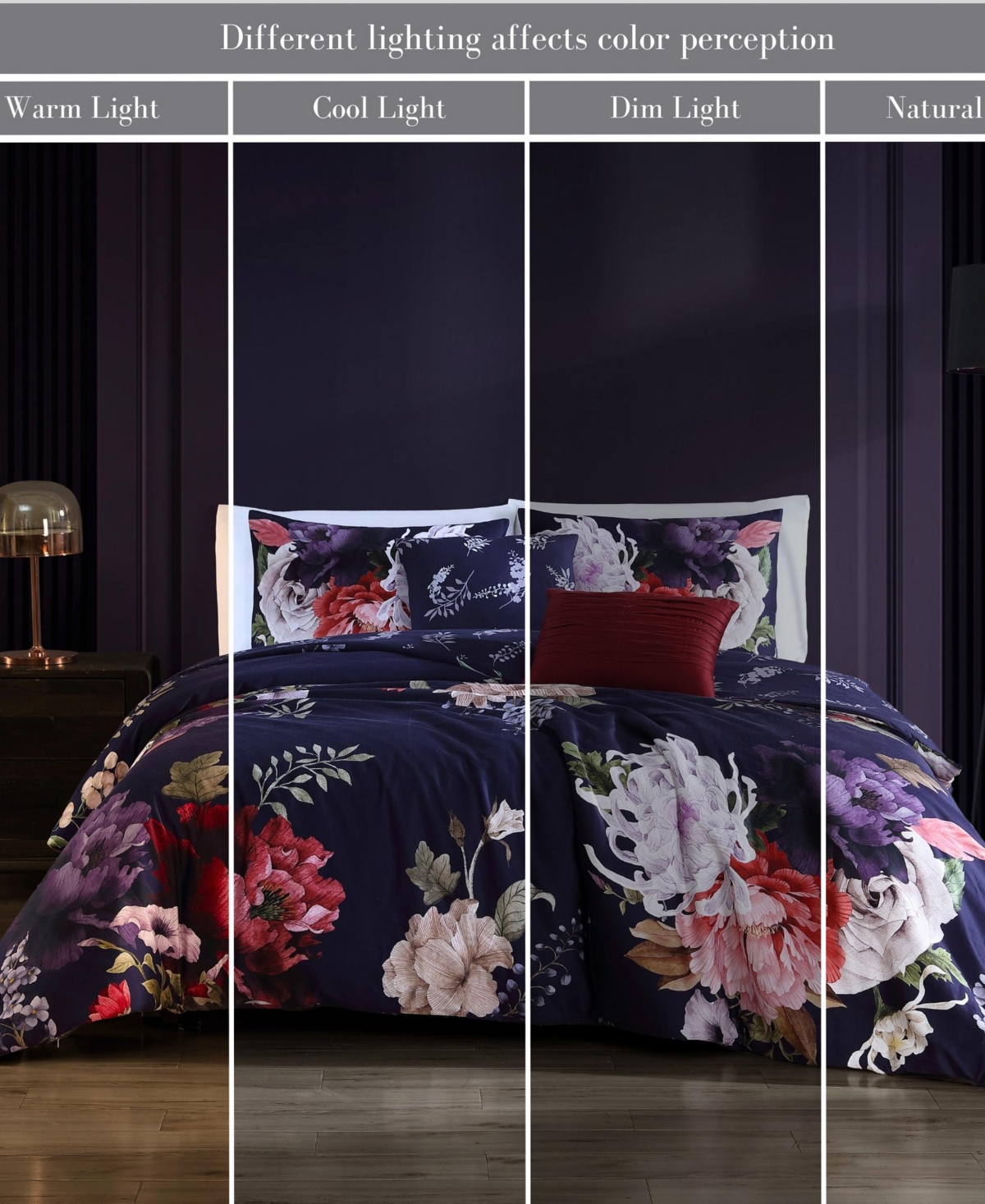 Bebejan DeepGarden Bedding 200 Thread Count 100% Cotton Sateen 5 Piece Size Reversible Comforter Set - Purple