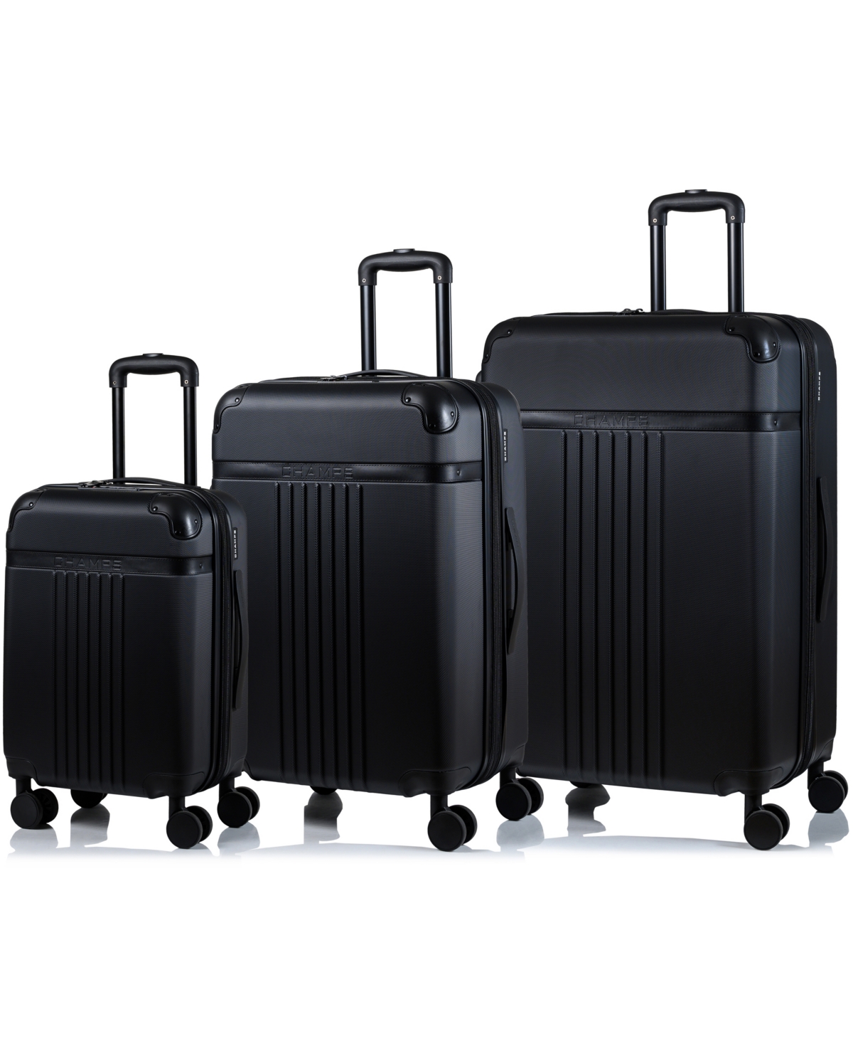 Champs 3-piece Vintage-like Hardside Luggage Set In Black