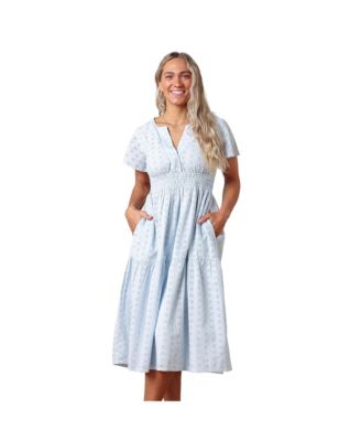 Women's Organic Bell Sleeve Tiered Eyelet Dress
