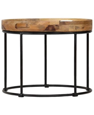 Coffee Table Solid Mange Wood and Steel 19.7"x15.7"