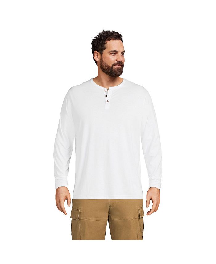 Lands' End Men's Big and Tall Supima Jersey Long Sleeve Henley TShirt