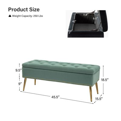 Kajana Transitional Velvet Upholstered Flip Top Storage Bench