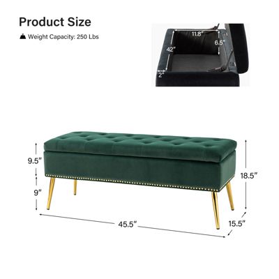 Kajana Transitional Velvet Upholstered Flip Top Storage Bench