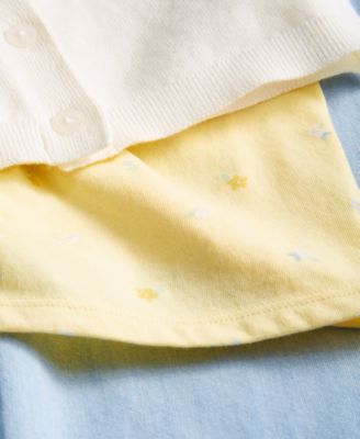 First Impressions Baby Girls Cardigan, T-Shirt and Chambray Pants, 3 Piece Set, Created for Macy's