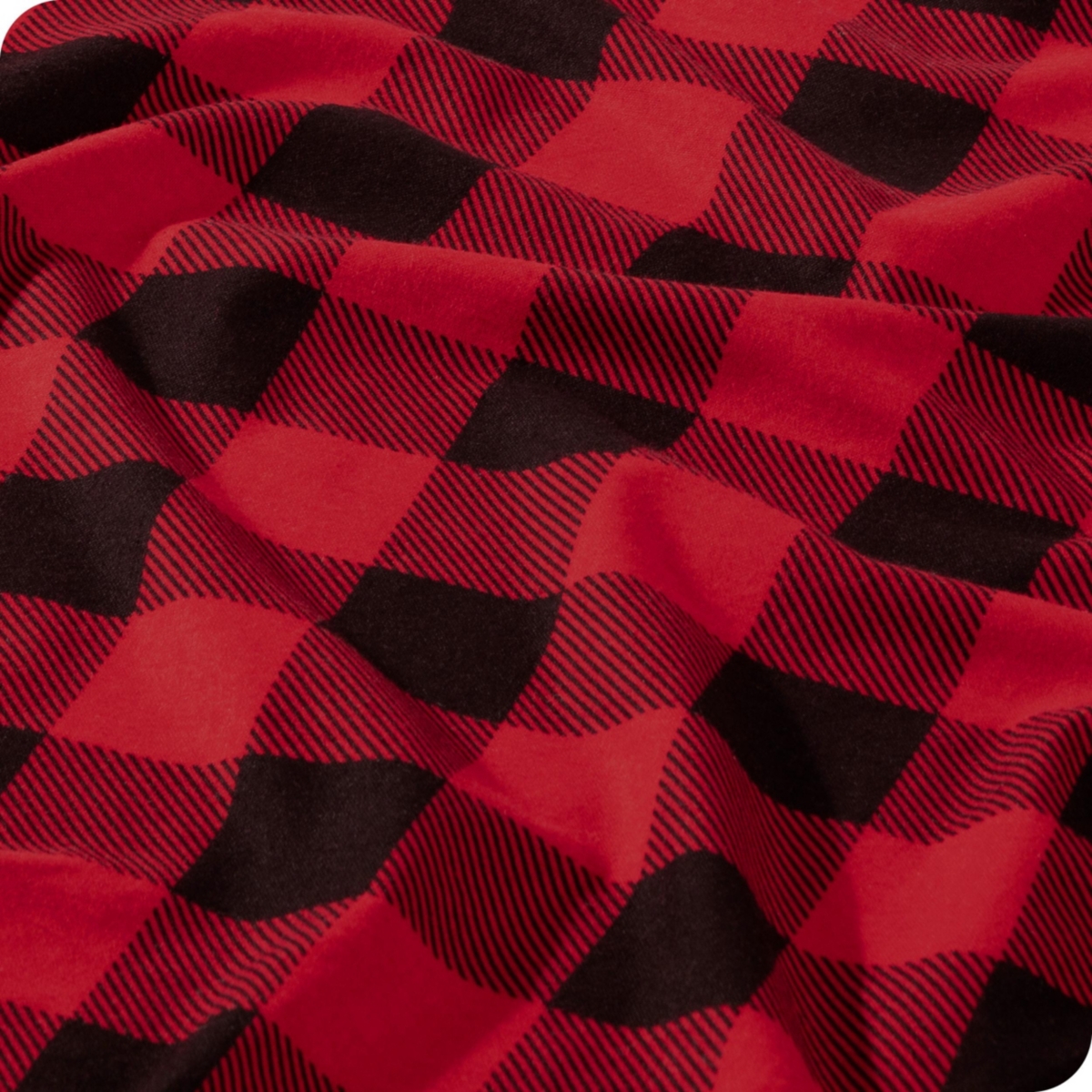 Bare Home Printed Cotton Flannel Sheet Set - Buffalo plaid - red/black