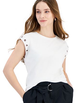 Bar Iii Womens Grommet Faux Wrap Top Black Size X Small main image 0