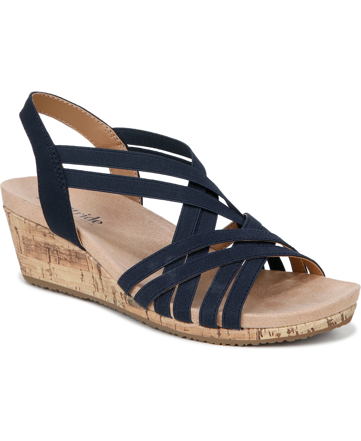 Lifestride Mallory Strappy Wedge Sandals In Lux Navy Fabric