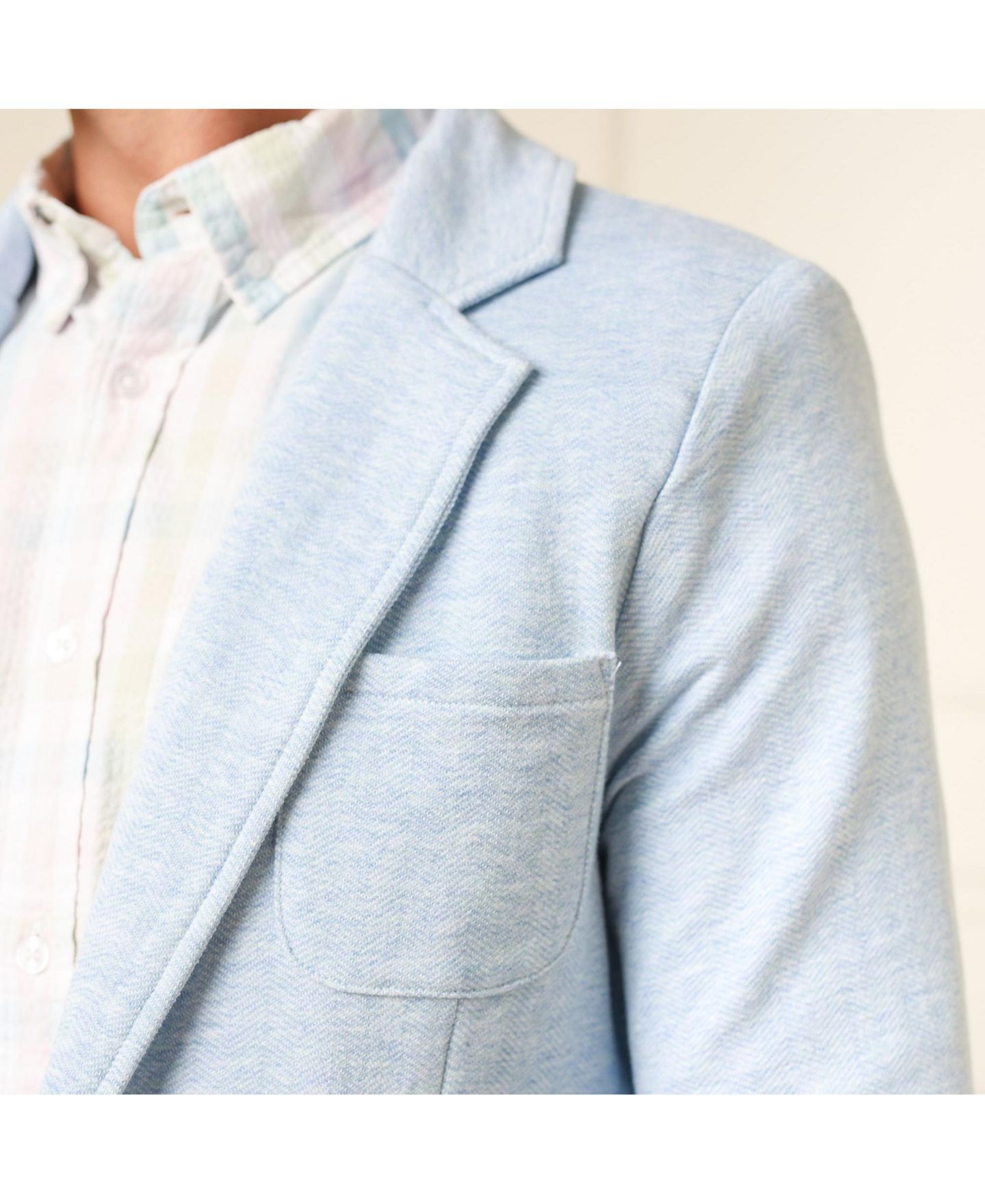 Мужской пиджак Hope & Henry French Terry Blazer, цвет: Светлый синий меланжевый — фото 20