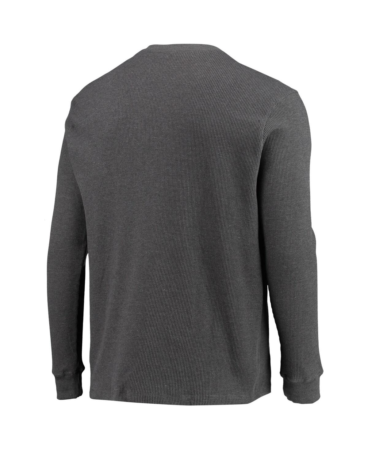 DUNBROOKE MEN'S DUNBROOKE HEATHERED GRAY NEW ENGLAND PATRIOTS LOGO MAVERICK THERMAL HENLEY LONG SLEEVE T-SHIRT 