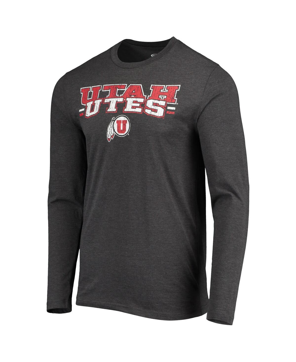 Concepts Sport Men's  Red, Heathered Charcoal Distressed Utah Utes Meter Long Sleeve T-shirt And Pant In Red,heathered Charcoal