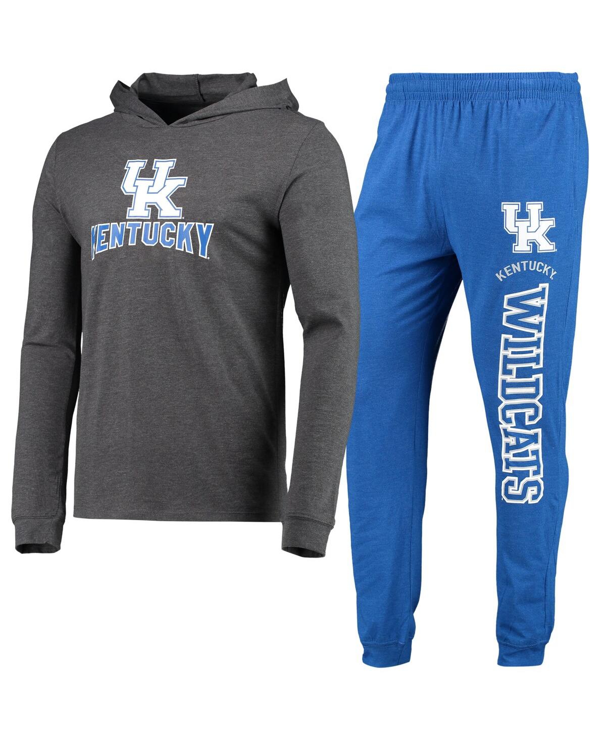 Men's Concepts Sport Royal, Heather Charcoal Kentucky Wildcats Meter Long Sleeve Hoodie T-shirt and Jogger Pajama Set - Royal, Heather Charcoal