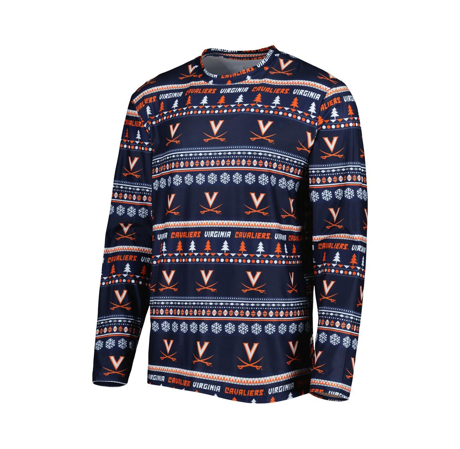 Men's Navy Virginia Cavaliers Swivel Long Sleeve T-shirt and Pants Sleep Set
