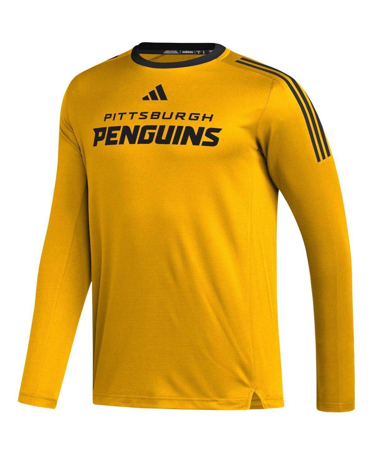 Shop Adidas Originals Men's Adidas Gold Pittsburgh Penguins Aeroready Long Sleeve T-shirt
