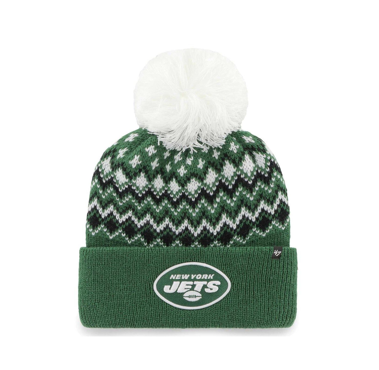 Women's Green New York Jets Elsa Cuffed Knit Hat with Pom