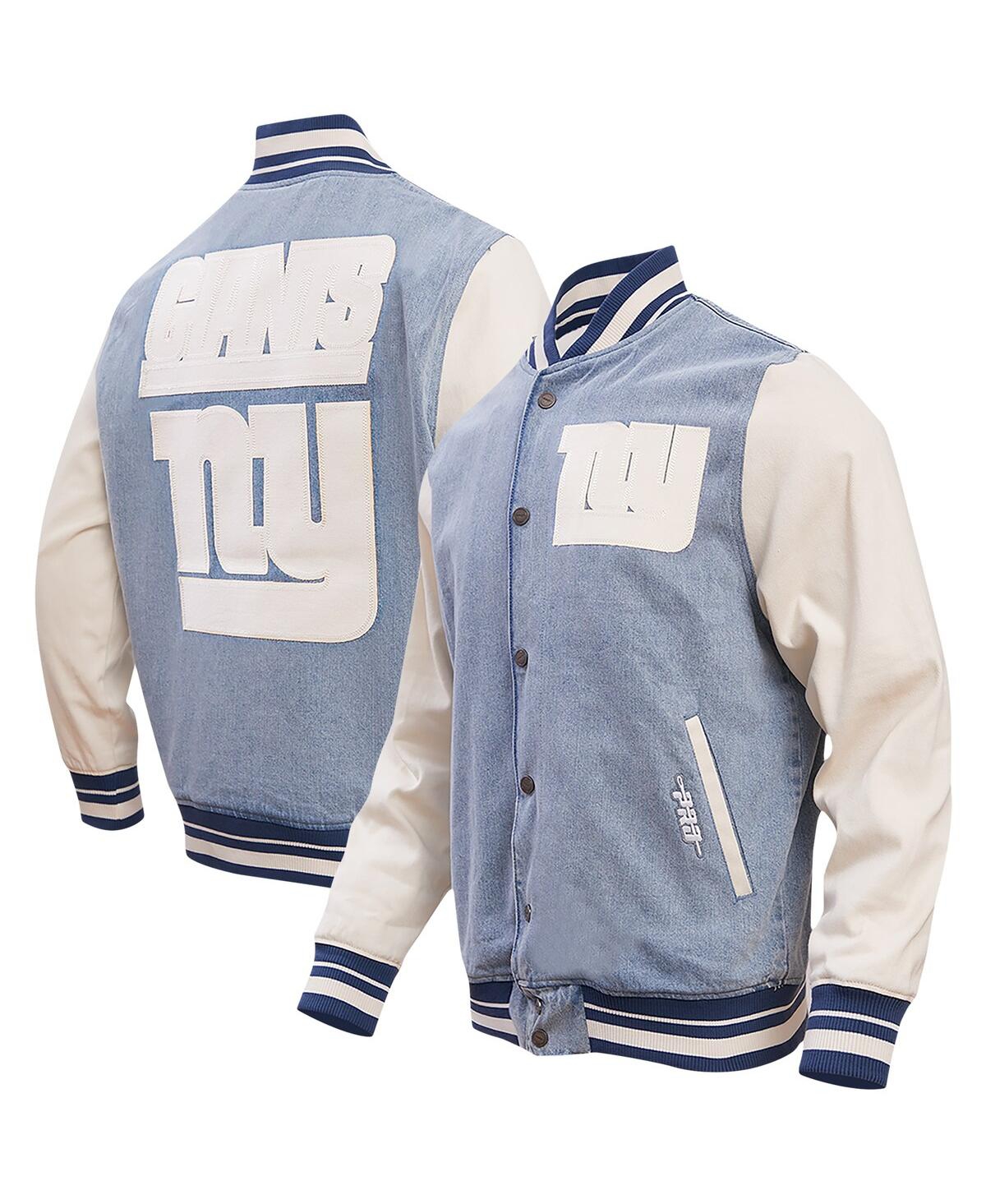 Shop Pro Standard Men's  Denim Distressed New York Giants Varsity Blues Full-snap Varsity Jacket