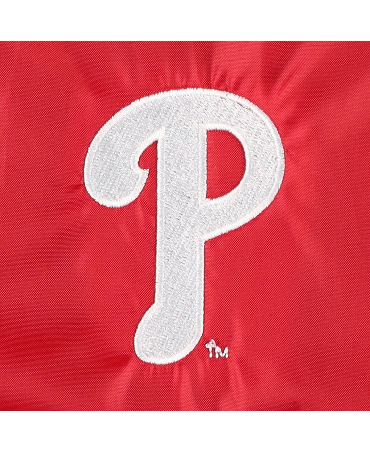 DUNBROOKE MEN'S DUNBROOKE RED PHILADELPHIA PHILLIES COACH'S RAGLAN FULL-SNAP WINDBREAKER JACKET 
