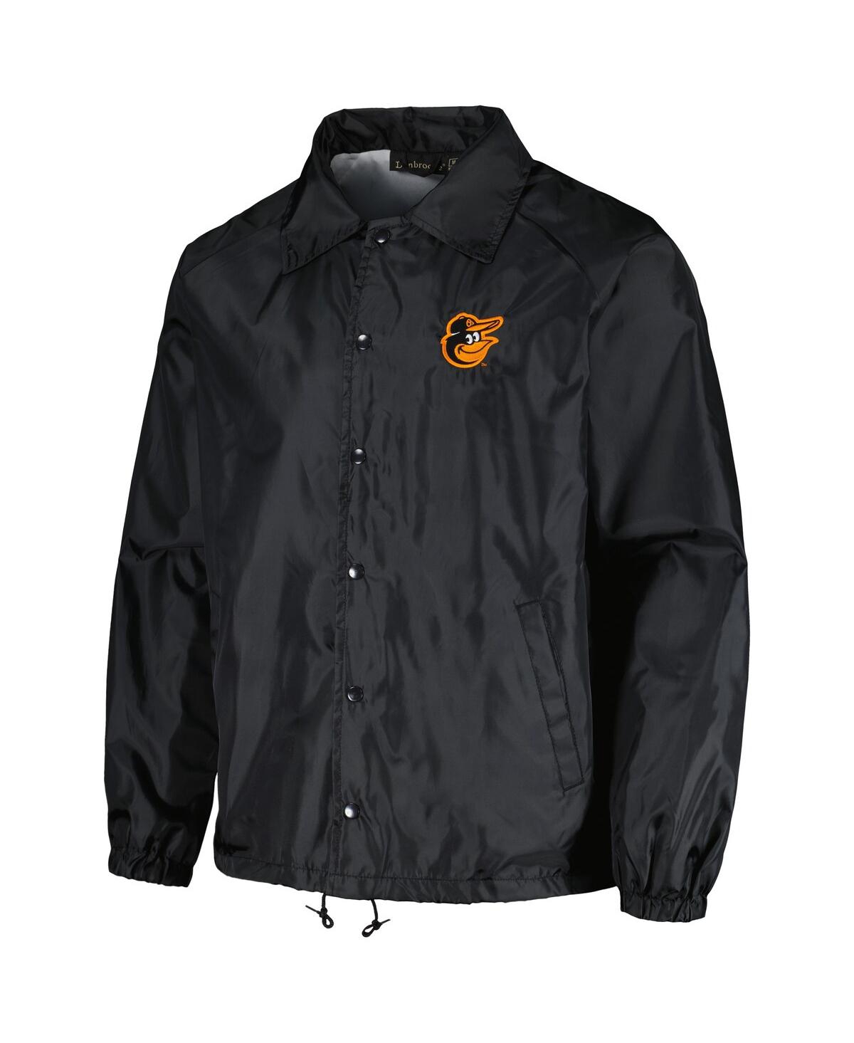 DUNBROOKE MEN'S DUNBROOKE BLACK BALTIMORE ORIOLES COACH'S RAGLAN FULL-SNAP WINDBREAKER JACKET 