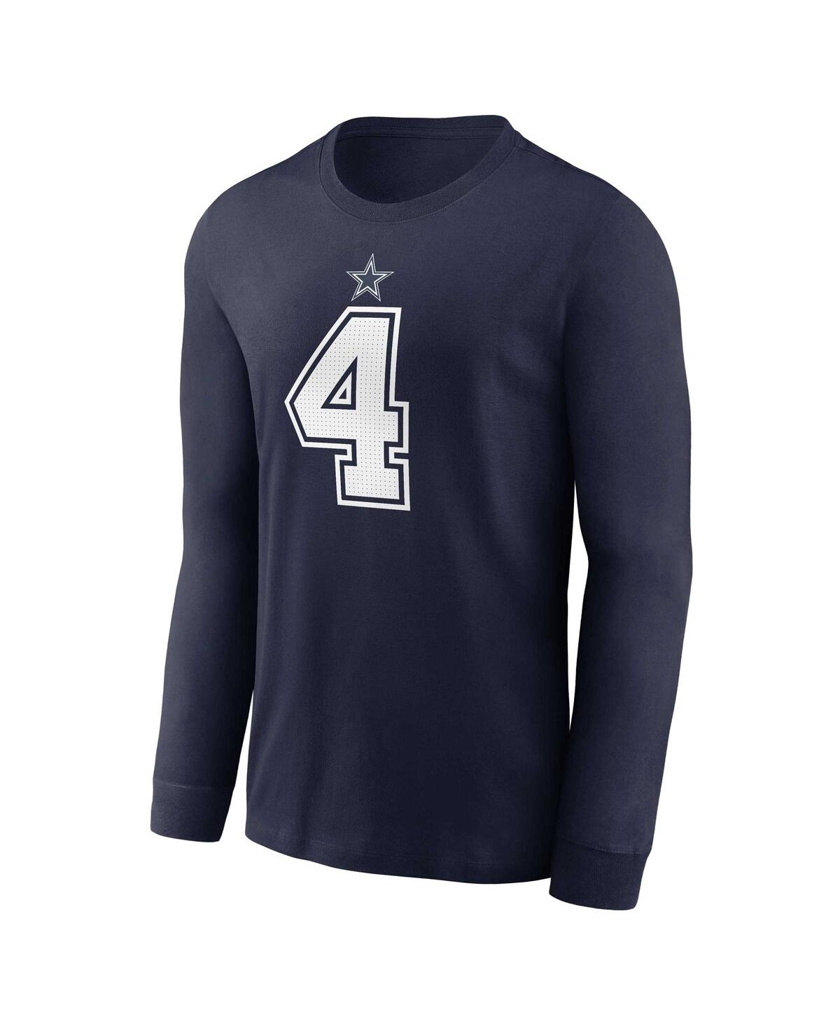 Men's Nike Dak PrescottDallas Cowboys Player Name and Number Long Sleeve T-shirt - Navy