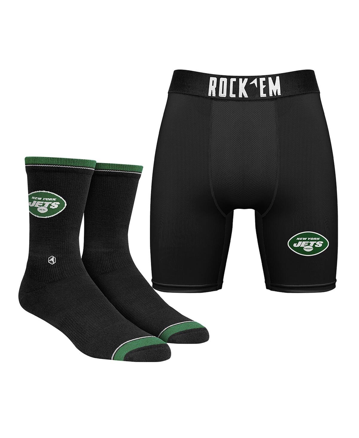 Men's Rock 'Em Socks New York Jets Boxer Briefs and Socks Set - Black