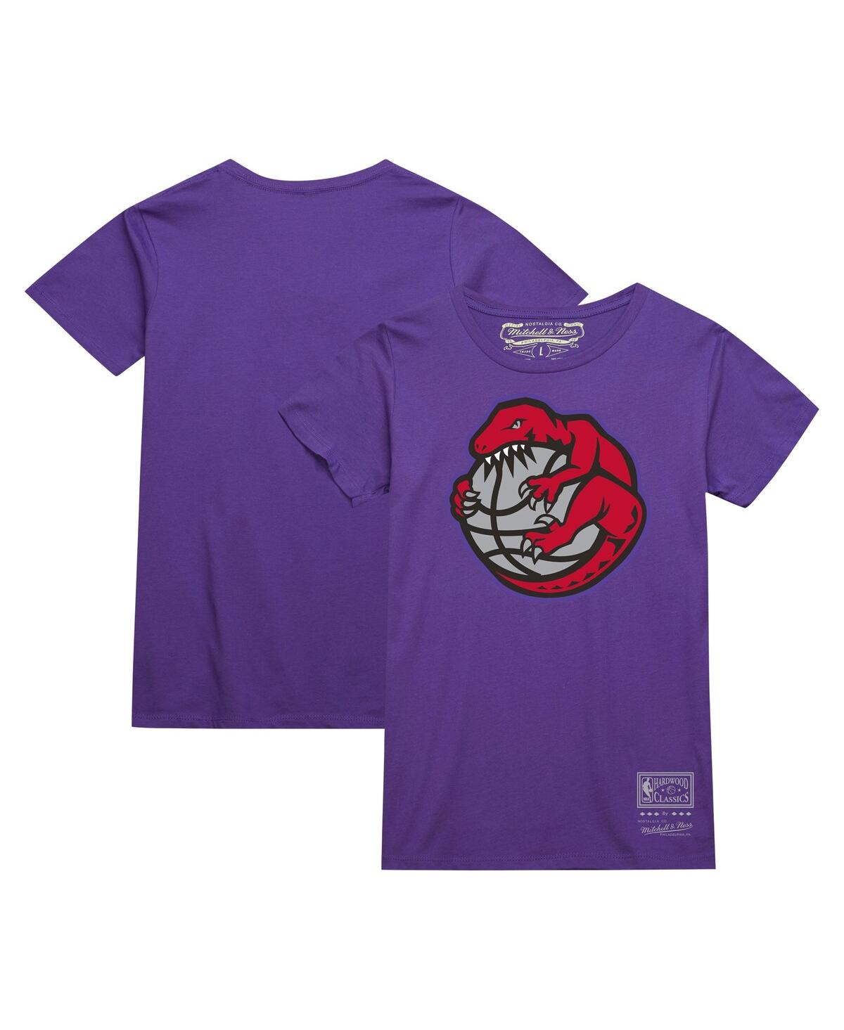 Men's and Women's Mitchell & Ness Purple Toronto Raptors Hardwood Classics Mvp Throwback Logo T-shirt - Purple